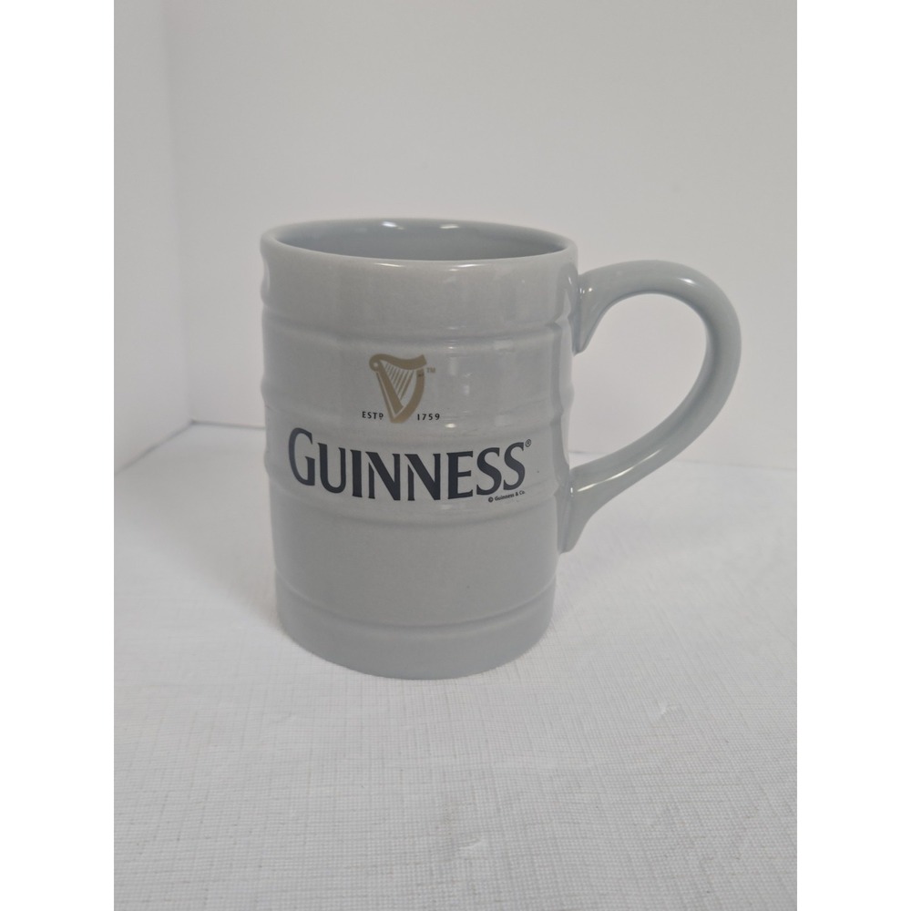 Guinness Gray Barrel Beer Mug Goldtone Harp Est 1759 Promotional Barware